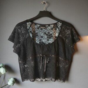 Emerson Lang Black Lace Top – XL NWT | Romantic Goth Contemporary